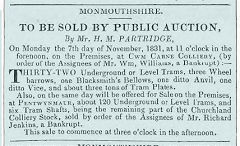 
Cwm Carne Colliery advert from the Monmouthshire Merlin, 29 Oct 1831