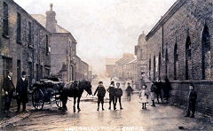 Llandowlais Street, Oakfield, with the wireworks on the right