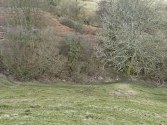 Henllys Colliery, the site and ruins of Tip Terrace, February 2012