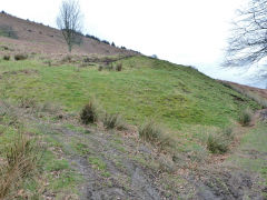 Henllys Colliery, workings at foot of the small quarry incline, February 2012