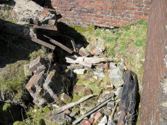 Henllys Colliery, the jumbled wreckage over the upcast shaft, April 2010