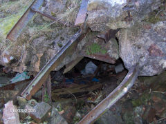 Henllys Colliery, the jumbled wreckage over the upcast shaft, March 2005