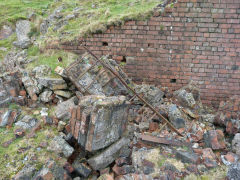 Henllys Colliery, the jumbled wreckage over the upcast shaft, February 2012