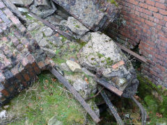 Henllys Colliery, the jumbled wreckage over the upcast shaft, February 2012