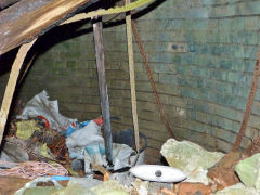 Henllys Colliery, the jumbled wreckage over the upcast shaft, February 2012