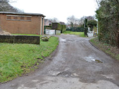 
Route of tramway from Two Locks Road into brickworks yard, February 2012