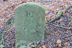 
'E' for Edlogan Manor, with 'JCH XI' on reverse, Blaen Bran, Upper Cwmbran, February 2016