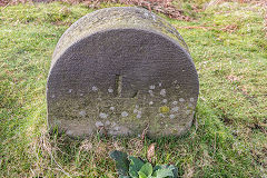 
'L', probably Llanover, with 'P I Co' on reverse, above Blaen Bran, Mynydd Maen, February 2016