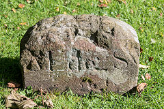 
'M de S', for Madame de Solignac, formerly Jane Griffiths of Llanyrafon, with 'JCH' on reverse, Upper Cwmbran Methodist Church, August 2016