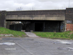 
GWR low-level bridge under A4043 in the centre of Pontnewynydd, April 2006