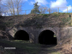 Canal aqueduct over the tramway and leat, Pontymoile, February 2005