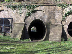 
Canal aqueduct over a footpath, possibly an old tramroad, Pontymoile, February 2005