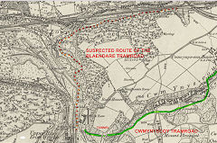 
The possible route of the Blaendare Tramroad to Blaendare Ironworks, © Crown Copyright reserved