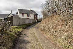 
Blaen-y-Cwm Railroad looking back at The Masons Arms, Pant-y-Gasseg, March 2015