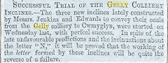 
The opening of 1860 inclines of the Gelly Colliery announced in the Pontypool Free Press, 12th May 1860