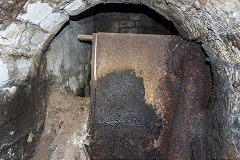 Beneath the vertical winding engine, Glyn Pits, July 2019