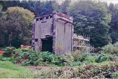 
The now-demolished transformer house, Glyn Pits c1990, © Photo courtesy of 'Coflein'