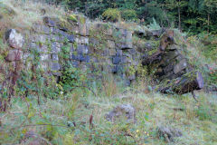 Glyn Pits reservoir dam, left hand side, October 2010