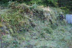 Glyn Pits reservoir dam, right hand side, October 2010