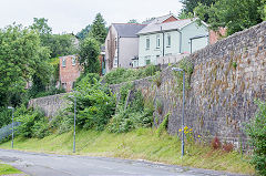 The MRCC line on its retaining wall, Abersychan, July 2015