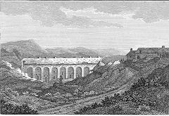 The 1790 viaduct, Blaenavon, painted in 1801 and excavated by BBC 'Time Team' in 2001