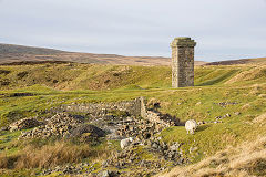 Hill Pit chimney and cottage, Blaenavon, January 2014