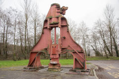 Blaenavon Ironworks forgehammer preserved in the town centre, January 2014