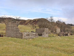 Buildings at Meadow Vein Level, possibly agricultural, Blaenavon, January 2025