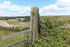 
Along the route of the LNWR Blaenavon to Brynmawr line, a railway-like gatepost, July 2020