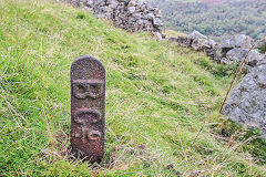 
'B Co', pre-1839 boundary post for the 'Blaenavon Co', pre-1839 when the 'Blaenavon Coal and iron Co' was created, Garnddyrys Forge, October 2017