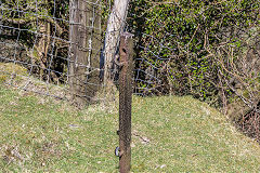 
Cast iron fence post on Pwlldu Tramroad, April 2015