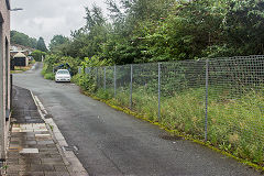 
The tramroad ran along Mill Terrace before re-joining the railway line, August 2020