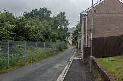 
The tramroad ran along Mill Terrace before re-joining the railway line, August 2020