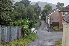 
The tramroad ran along Mill Terrace before re-joining the railway line, August 2020