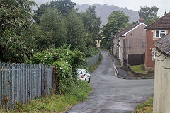 
The tramroad ran along Mill Terrace before re-joining the railway line, August 2020