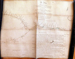 
Map of Risca turnpike of 1809 with the 'inclined plane' crossing the turnpike, at the bottom left corner'