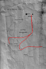 
This map shows the incline from the Blackvein Colliery area up to the tramroad, possibly from a Tredegar Eastates auction. Thanks to Jim Coomer