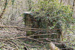 Sheds and foundations beside Hall's Road, Crosskeys, April 2016