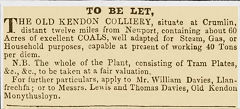 
Kendon Colliery to let c1920