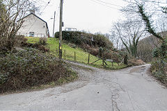 Halls Road, the original tramroad trackbed at York Place, Cwmcarn, March 2016