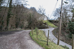 Halls Road, the original tramroad trackbed at York Place, Cwmcarn, March 2016