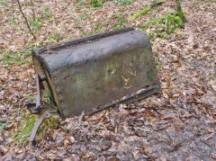 Aerial ropeway bucket No 33 upside down, Celynen South Colliery, Abercarn, February 2013