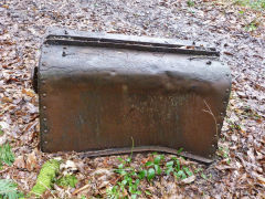 Aerial ropeway bucket No 33 upside down, Celynen South Colliery, Abercarn, February 2013