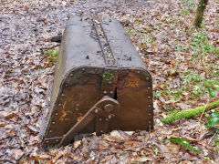 Aerial ropeway bucket No 33 upside down, Celynen South Colliery, Abercarn, February 2013