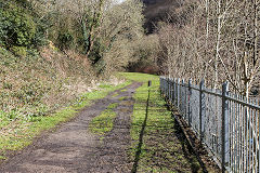 The course of the tramway to the chemical works, Abercarn, April 2016