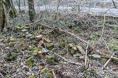 
The foundations of the GWR signal box at the colliery junction, Abercarn, March 2016