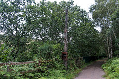 
The signal post on the line to Royal Oak Junction, Swffryd, Auguct 2019