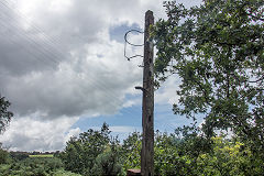 
The signal post on the line to Royal Oak Junction, Swffryd, Auguct 2019