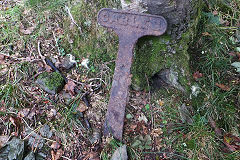 Cast-iron 'Cables' post on the Trinant tramroad, August 2019