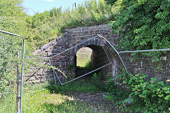 
Tramway under the Blaenavon Branch at Noble Square, July 2020